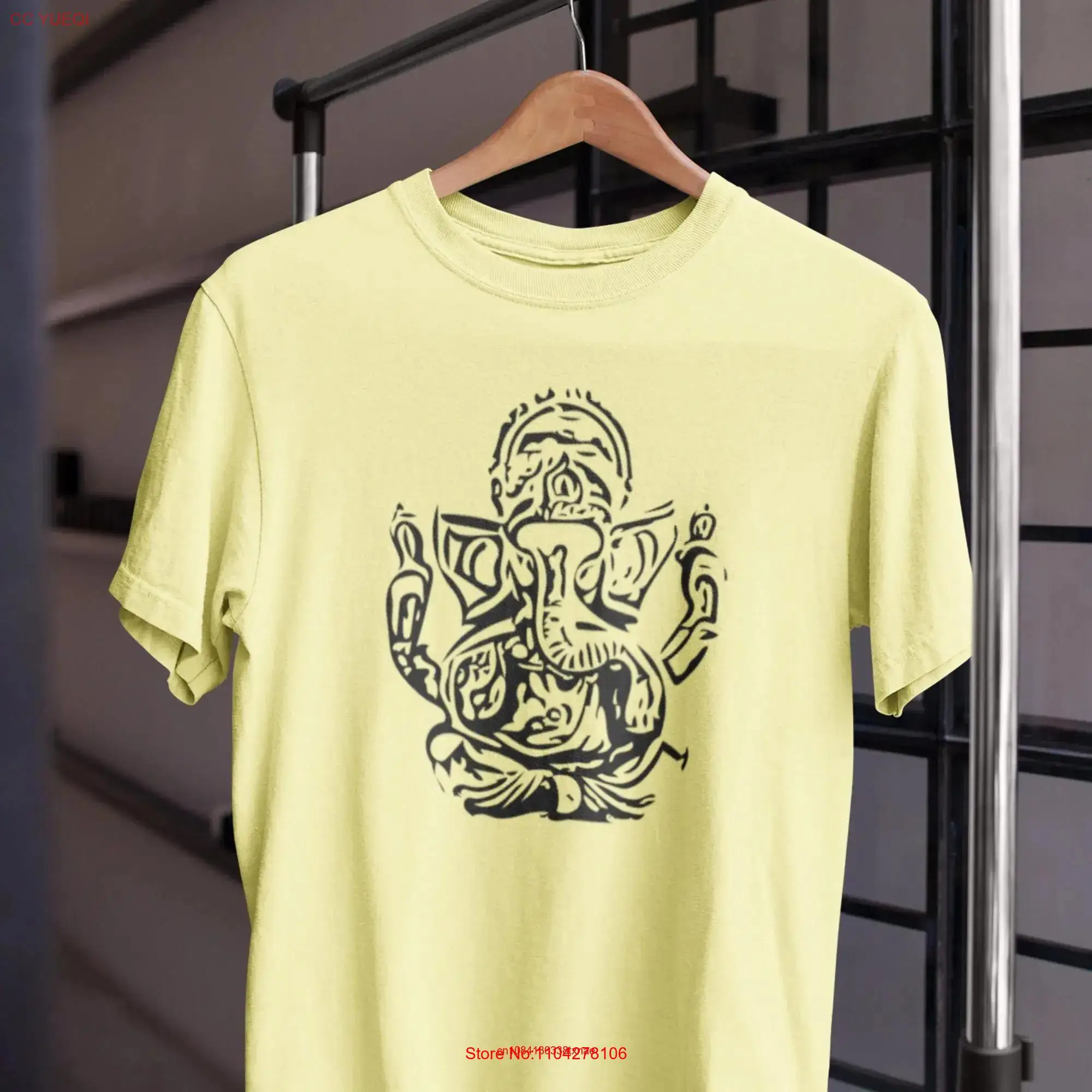 Фото Футболка Ganesh ElephanT Indian God Ganesha Yoga Самый продаваемый силуэт с длинными или короткими рукавами №1