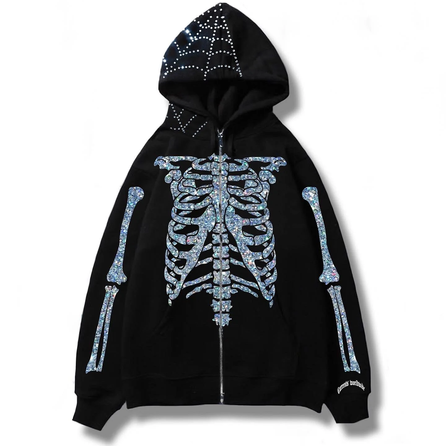 

Mens Black Streetwear Skull Hoodies Y2K Vintage Cardigan Skeleton Hoodie Men Oversized Zip Up Hooded Sweatshirt Tokyo Revengers