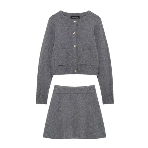 HH женский костюм кардиган и юбка