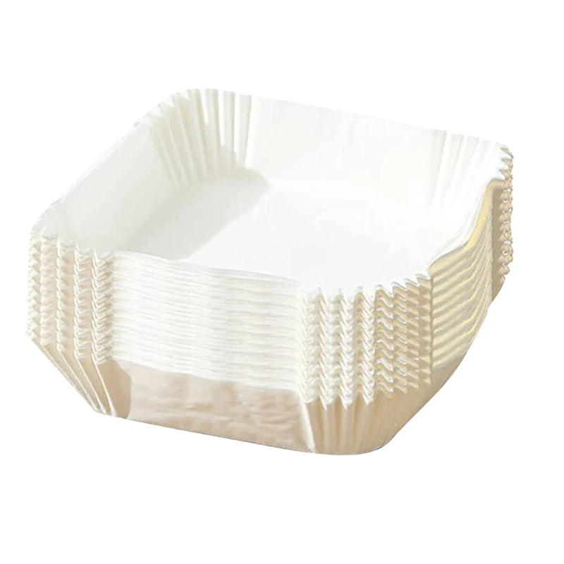 

100 Pcs 6.3 Inch Air Fryer Liner Wood Pulp Paper Wood Pulp Paper Square Steamer Paper For Air Fryer Steaming Basket
