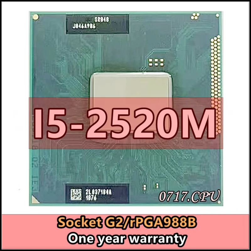 I5-2520M i5 2520M SR048 2,5 ГГц двухъядерный четырехпоточный ЦПУ процессор 3M 35 Вт Разъем G2 / rPGA988B