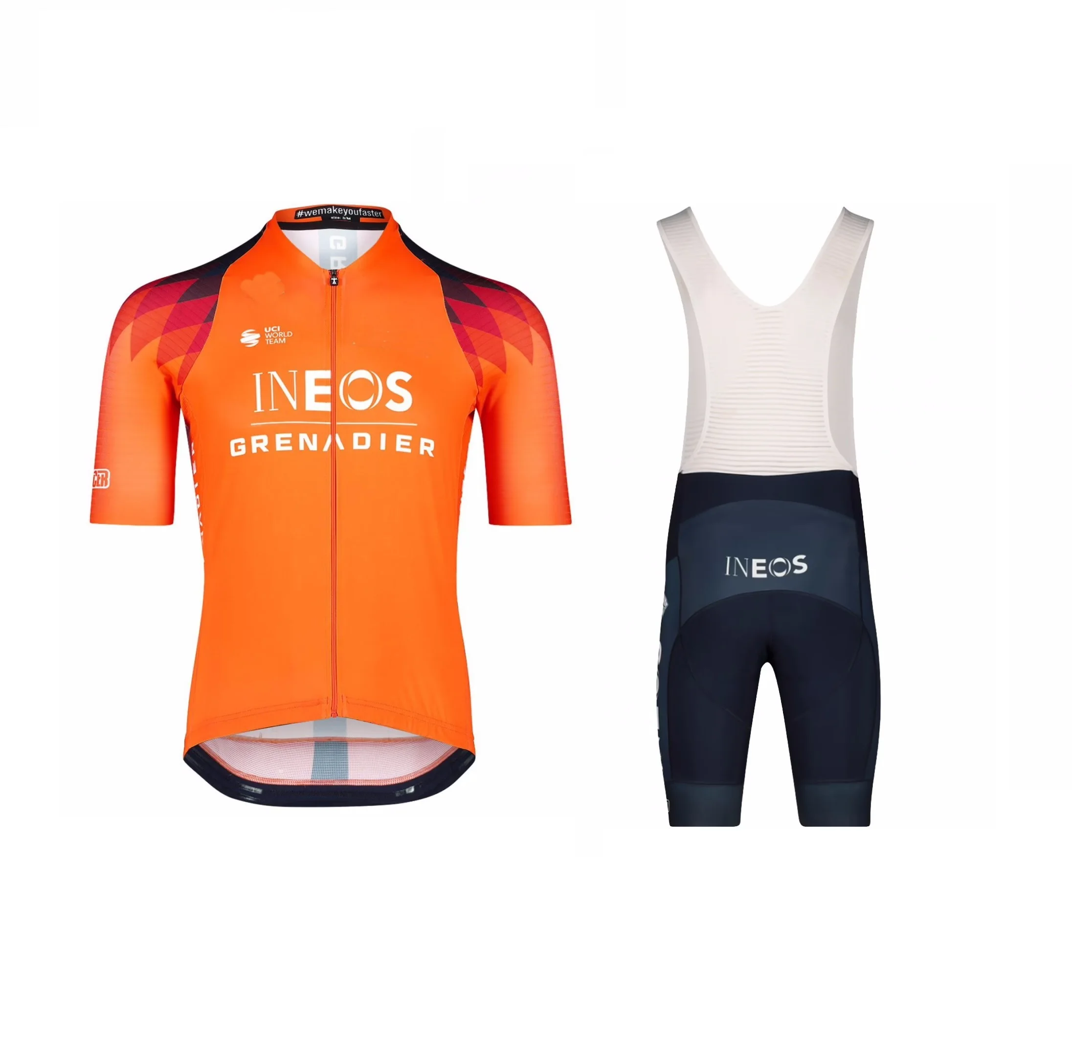 

LASER CUT 2023 INEOS Grenadier Team ORANGE SHORT SLEEVE CYCLING JERSEY SUMMER CYCLING WEAR ROPA CICLISMO+BIB SHORTS