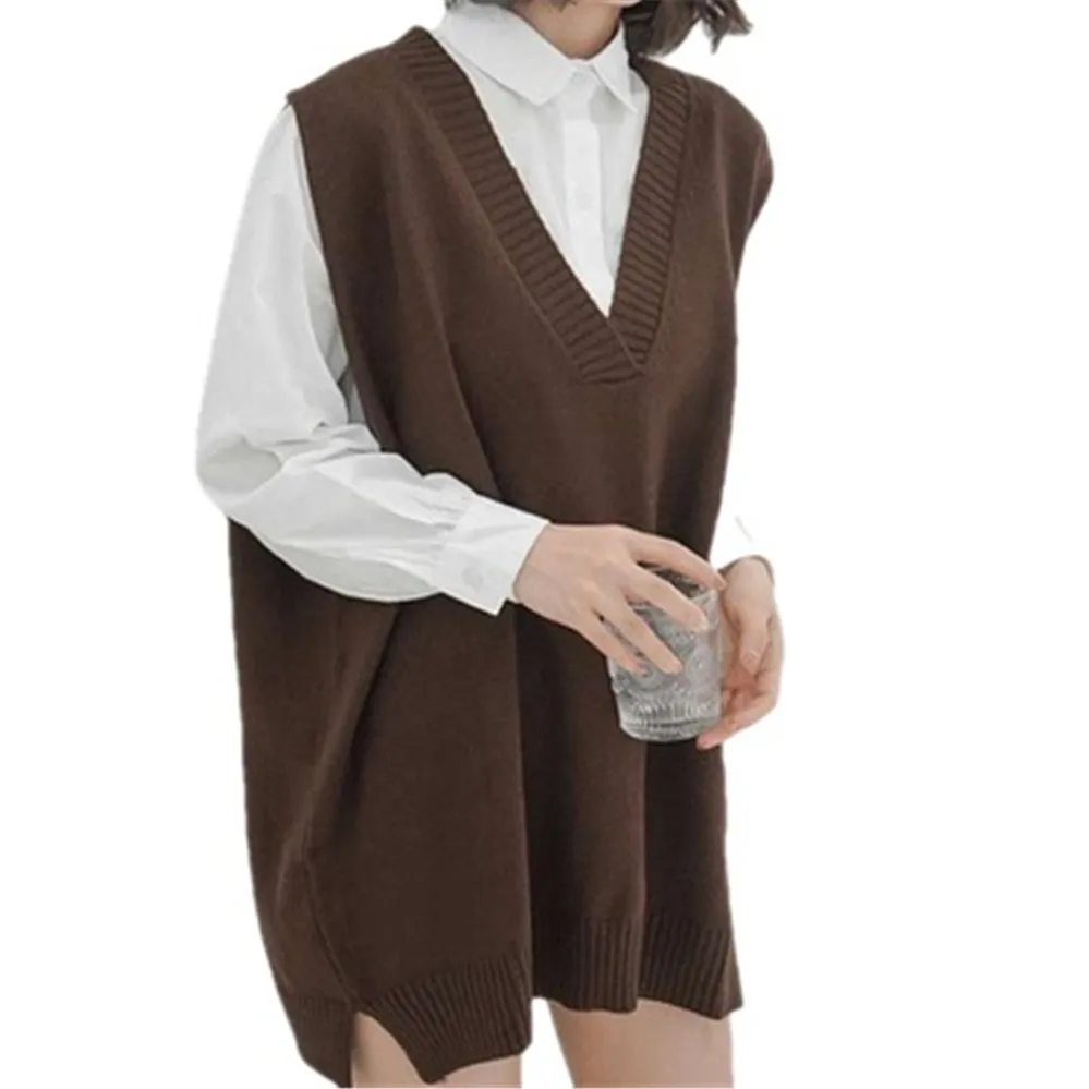 

Korean New Women Large Size 4XL 5XL Sweater Vest Long Jumpers Oversize Solid Simple All-match Knitting S-5XL Females Outwear