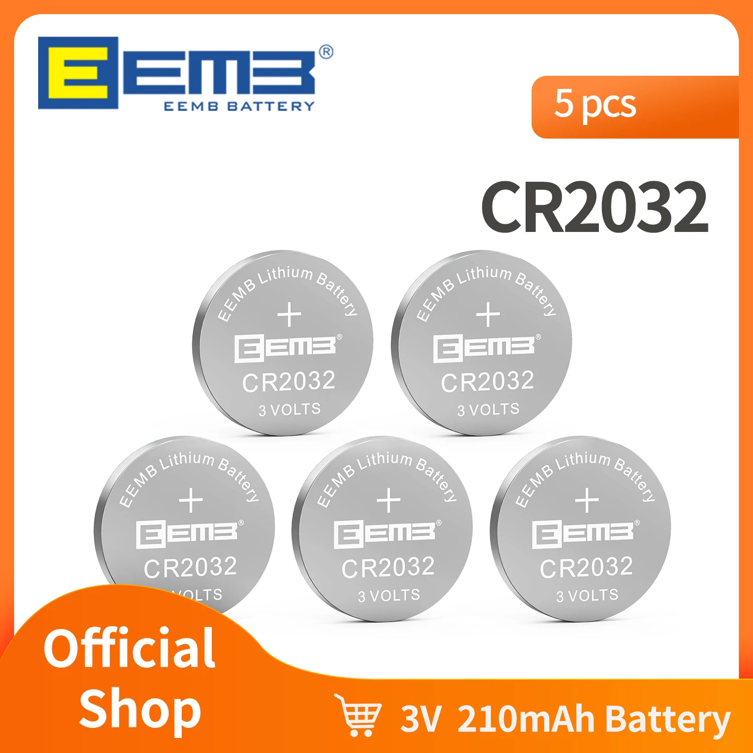 EEMB 5 шт. CR2032 аккумулятор 3 в, фотоаккумулятор CR 2032 210 мАч, аккумуляторы для часов, игрушек, автомобильных ключей, шагомера, весы EEMB 5 шт. CR2032 аккумулятор 3 в, фотоаккумулятор CR 2032 210 мАч, аккумуляторы для часов, игрушек, автомобильных ключей, шагомера, весы