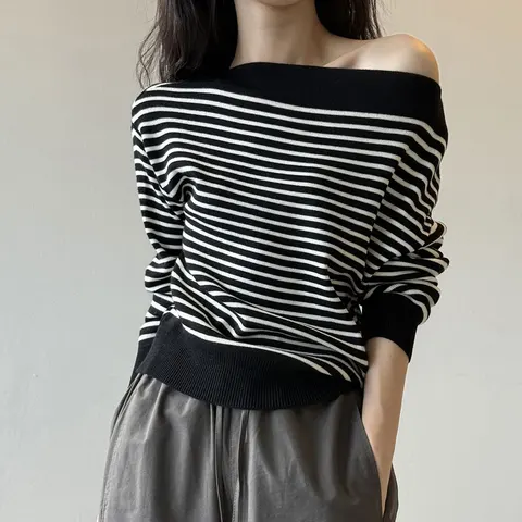 Женские шерстяные полосатые пуловеры Sherhure