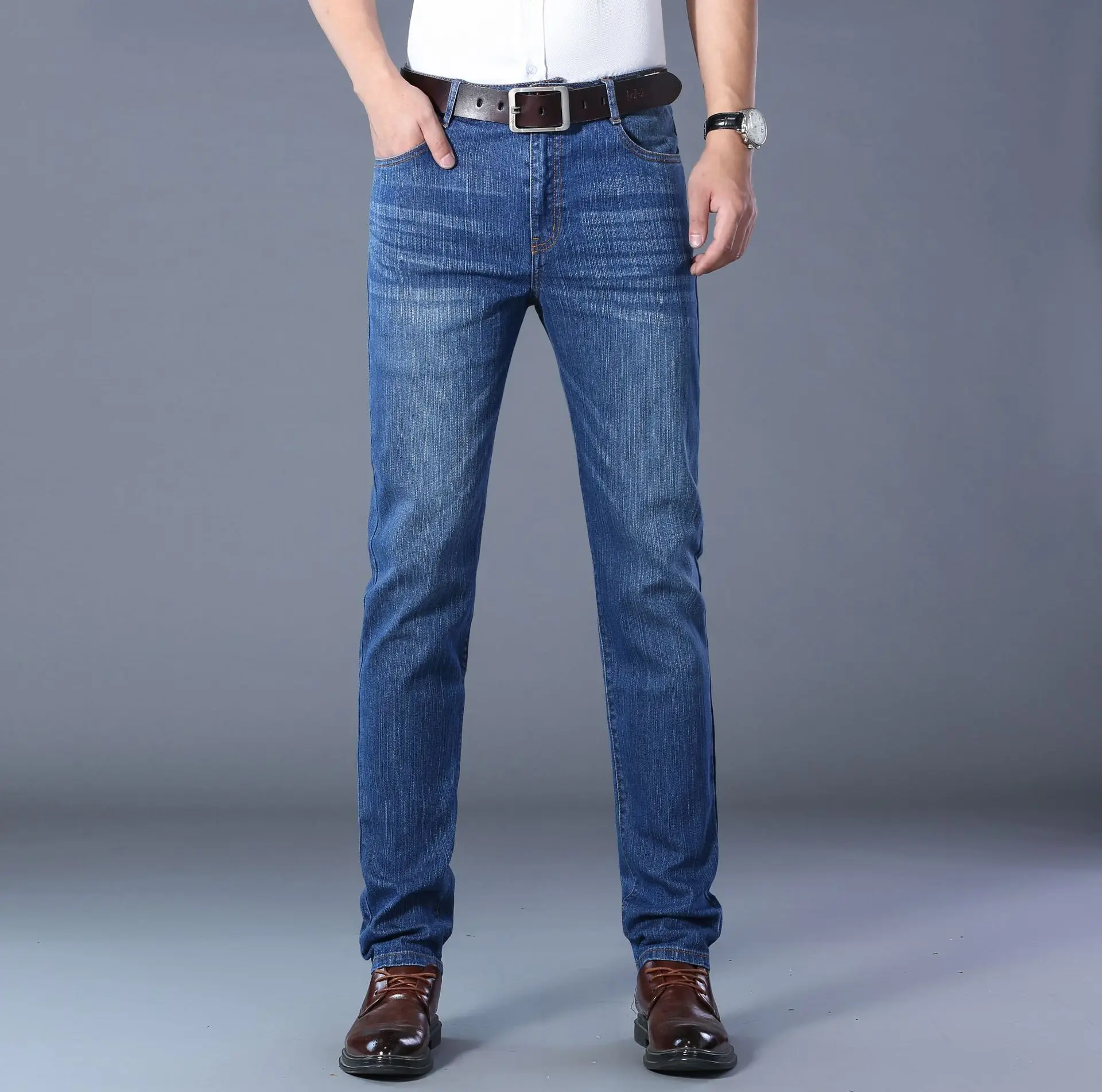 Fashion Jeans For Men 2022 New Summer Autumn Male Streetwear Long Trouser Demin Business Casual Straight Pant Sweatpants MOOWNUC