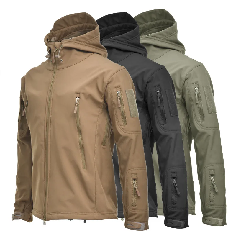 Sweater Jacket Manufacturer Direct Sales Soft Shell Camouflage Hooded Fleece Jacket Waterproof Wind Climbing Warm Coat Winter