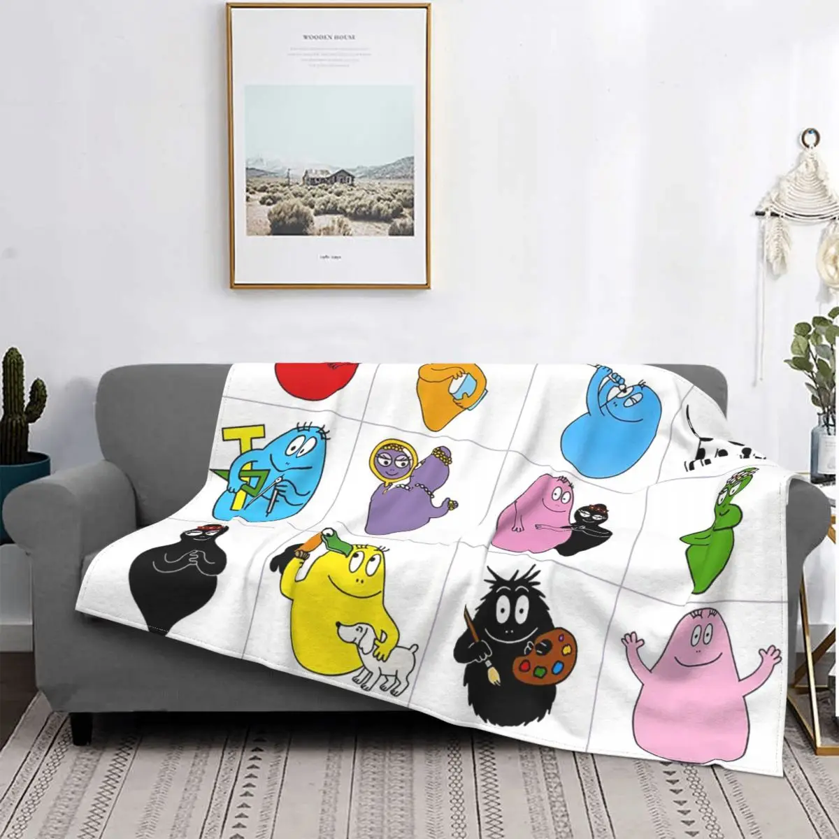 

Les Barbapapa Blankets Flannel Textile Decor Anime Plaid Multifunction Ultra-Soft Throw Blanket for Bedding Office Bedspread