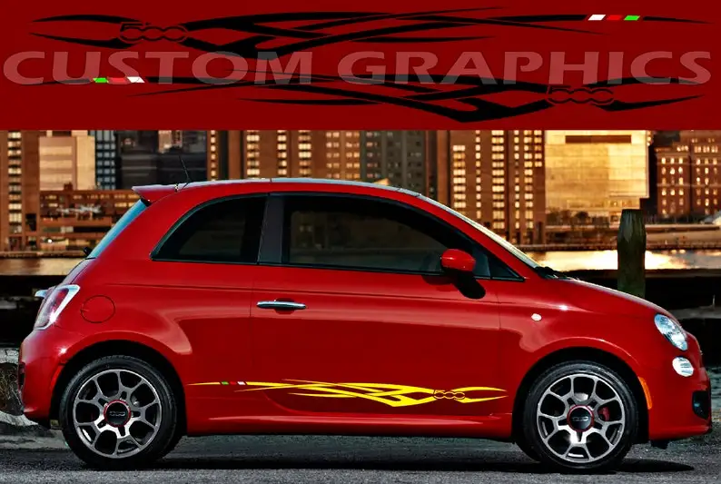 

Sport Sticker Decal Side Door Stripes Compatible with Fiat 500