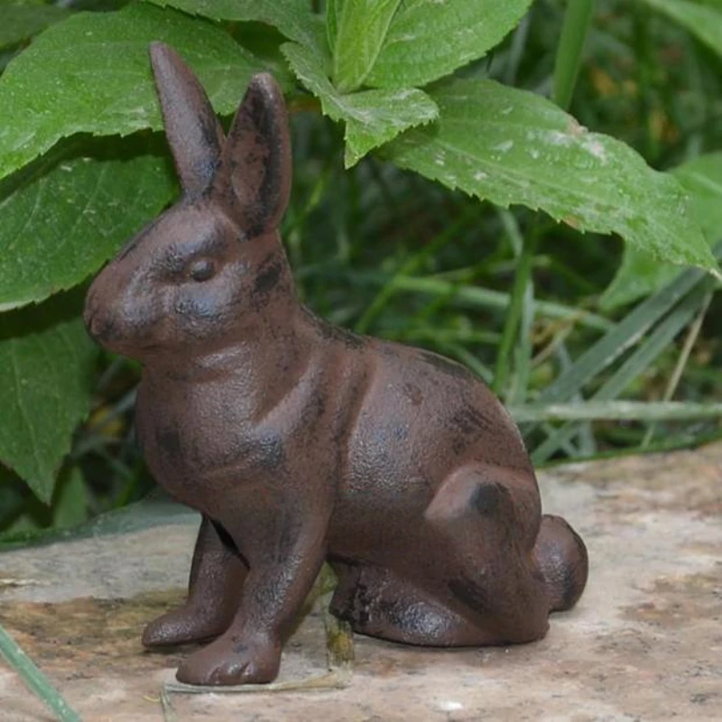 

Чугунная декоративная статуя, сидящий кролик, садовый двор, большая дверная остановка Железный кролик