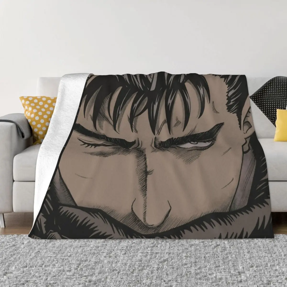 

Одеяло манга Berserk внутрь, Фланелевое украшение, черное художественное портативное домашнее покрывало