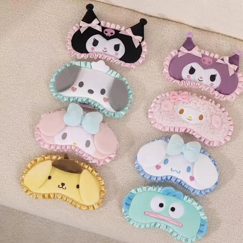 Фото Sanrio Kawaii плюшевая маска для глаз Kuromi Cinnamoroll сон затемнение повязка на глаза мелодия аниме обеденный перерыв тени для век женская защита №1