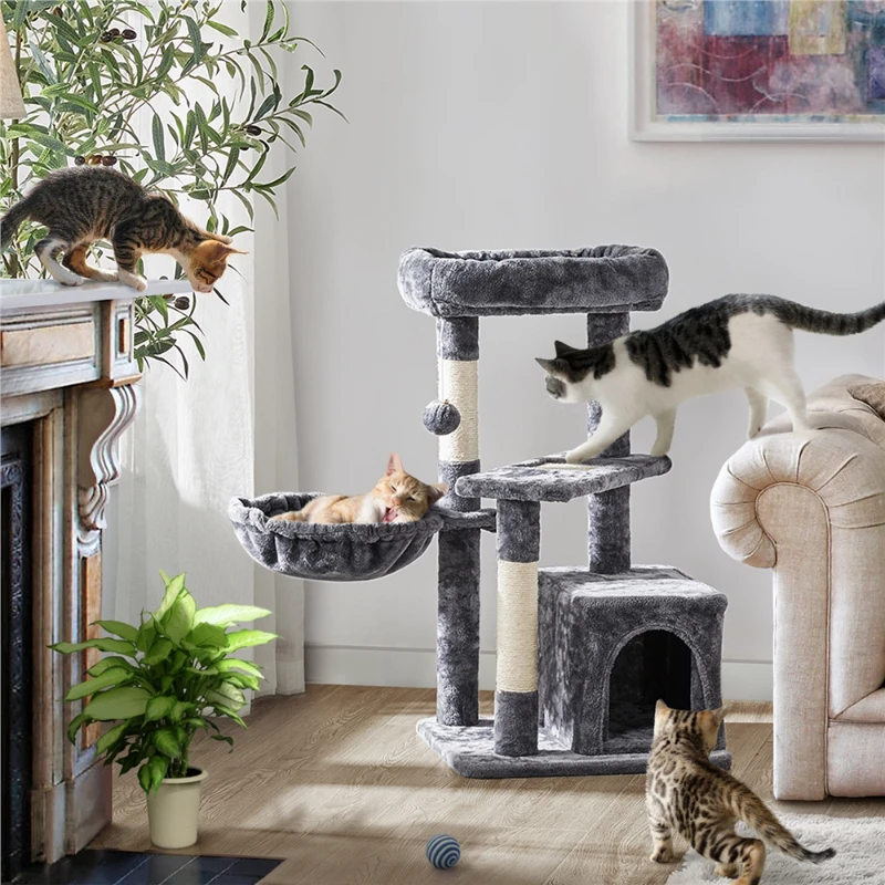 

Plush Cover Cat Tree, Dark Gray