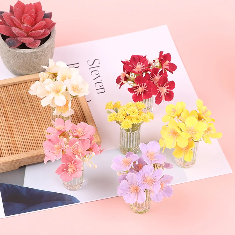 

Новинка! Миниатюрные аксессуары для кукольного домика, мини-Горшечное растение, модель цветов со стеклянной бутылкой, имитация вазы, игрушк...