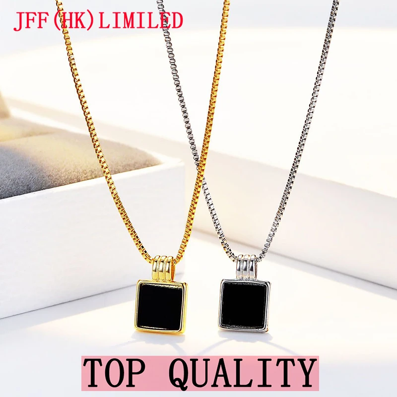

100% 18K квадратное ожерелье женское Стильное женское роскошное нишевое ожерелье для девушек