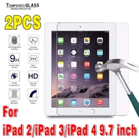 2pcs tempered glass for ipad 2 3 4 gen 9 7 inch tablet 9h 0 3mm screen protective glass film cover for ipad 2th 3th 4th gen