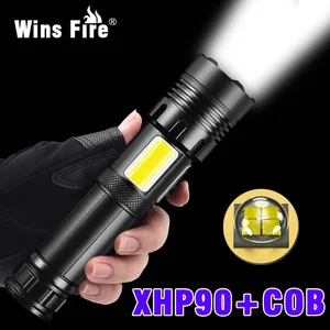 Super XHP90 Powerful Led Flashlight XHP50 Torch Light Rechargeable Tactical Flashlight Use 18650 266
