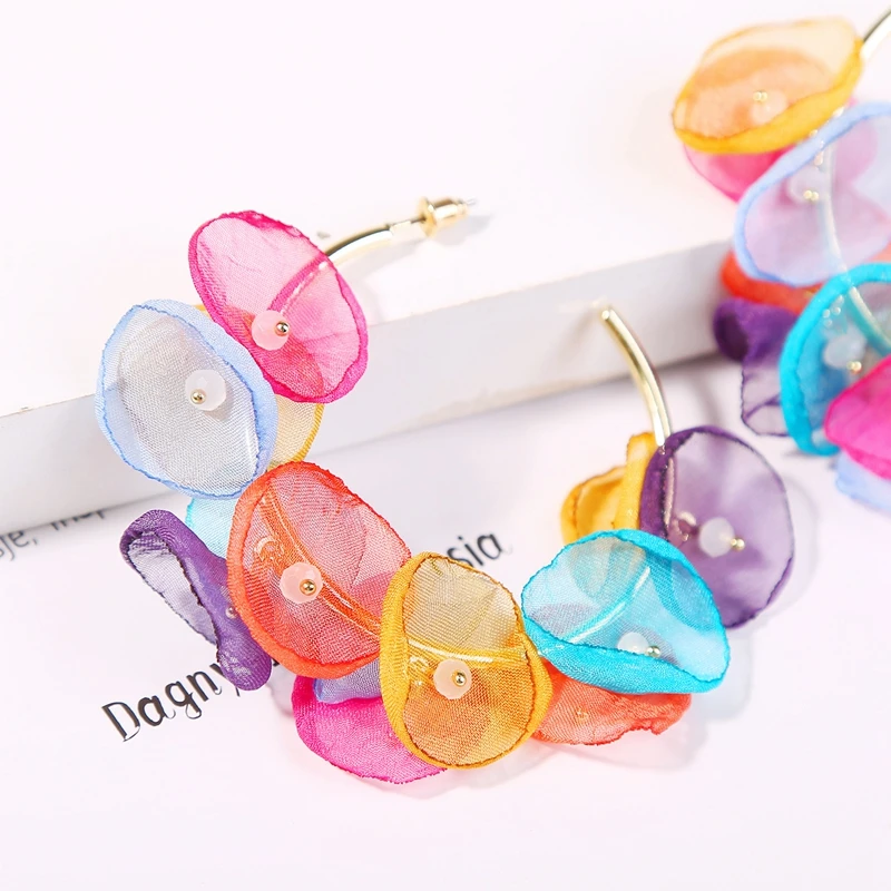 Women Fairy Long Flower Tassel Drop Earrings for Girl Petal Blooming Ear Dangle Floral Pearl Eardrop Bridal Wedding Jewelry Gift