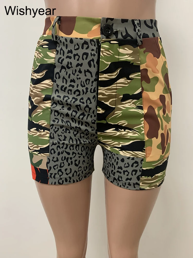 2023 Casual Camouflage Ripped Slim Bodycon High Waist Summer Mini Pants Women's Clothing Streetwear Biker Cycling Shorts Outfits