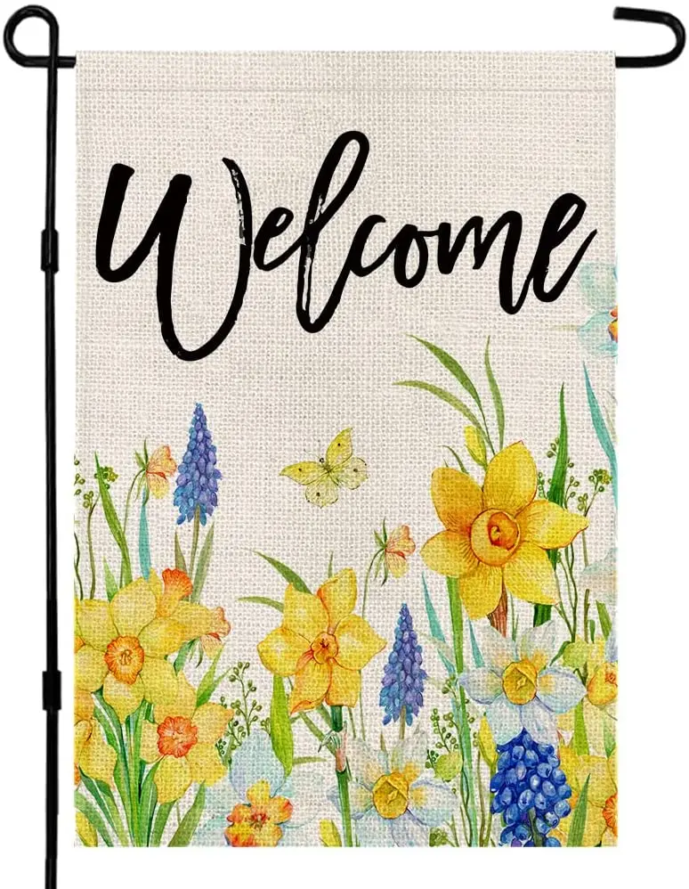 

Spring Garden Flag Floral Welcome 12×18 Inch Double Sided Outside Yellow Flowers Vertical Holiday Yard Décor