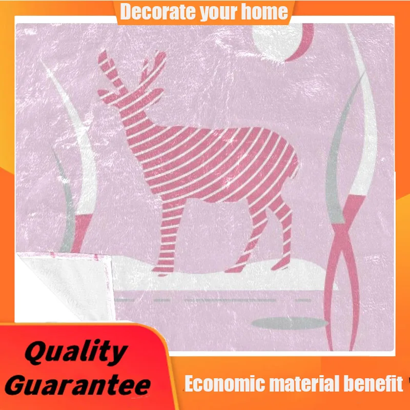 

Lightweight Jungle Deer Powder Printing Fleece Warm Soft Cozy Throws Blanket throw blanket for sofa