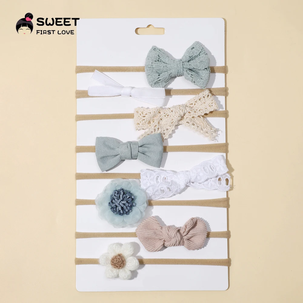 8 шт./комплект Детские нейлоновые повязки для волос с бантом