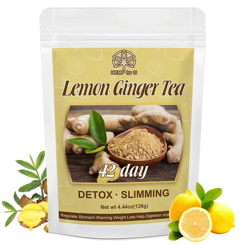 

HFU Lemon Ginger Tea Detox Weight Loss Slimming Products Reduce Bloating and Constipation Warm Stomach Prevent Colds and Fever