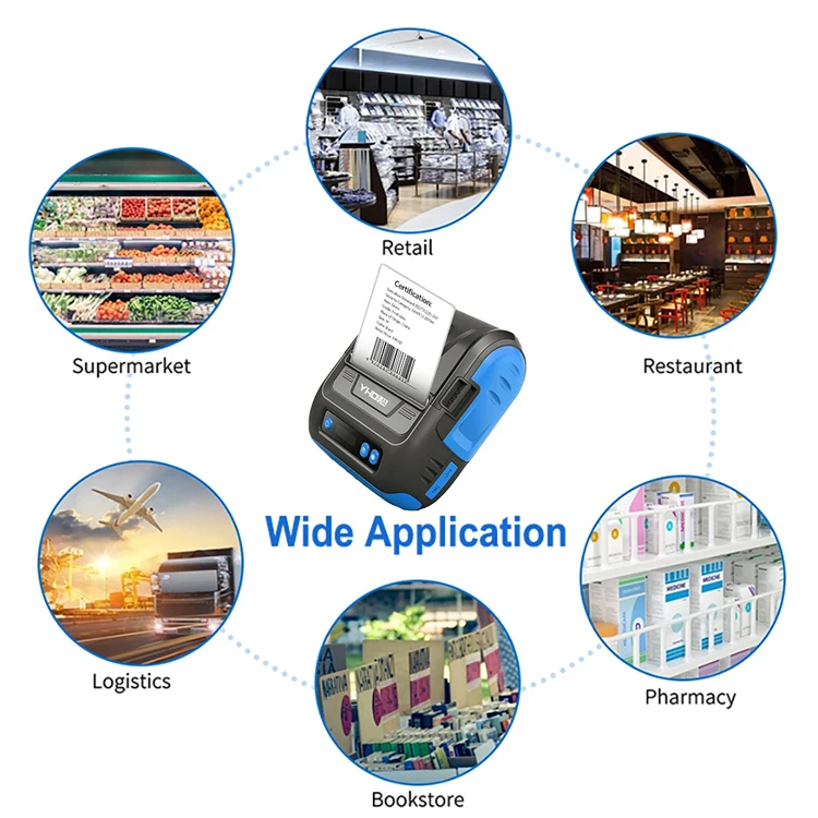 80-миллиметровый термопринтер штрих-кодов Принтер для купюр и наклеек с синим