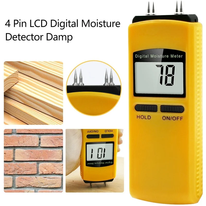 

Electric Digital Moisture Meter Detector Metal Probe Wood Wall Concrete Plaster Instrument Hygrometer Tool Moisture Tester Water