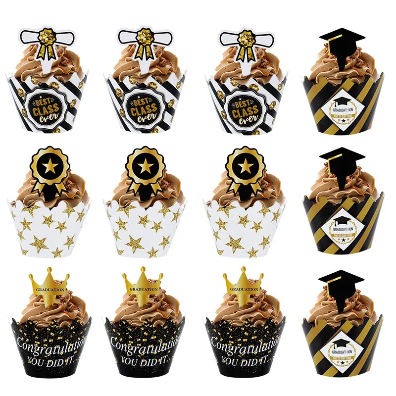 

Graduation Paper Cupcake Wrappers Congrats Grad Cake Topper for Class of 2022 Graduations College Party Birthday Cake Decoration