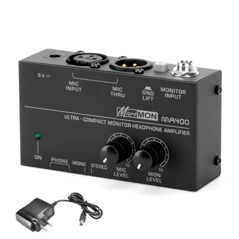 MA400 Headphone Preamplifier Microphone Audio 6.35Mm &amp 3.5Mm Outputs Mixer US Plug