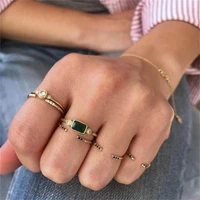 dainty green zircon rings for women stainless steel crystal dating green ring fashion korean party wedding jewelry gift