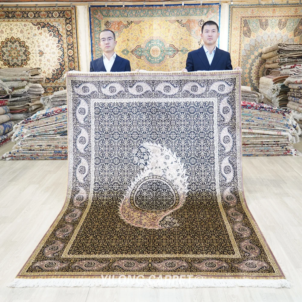 

Шелковый ковер ручной работы 168x244 см, роскошный ковер для дома и офиса, удобный для детей (YL0791A)