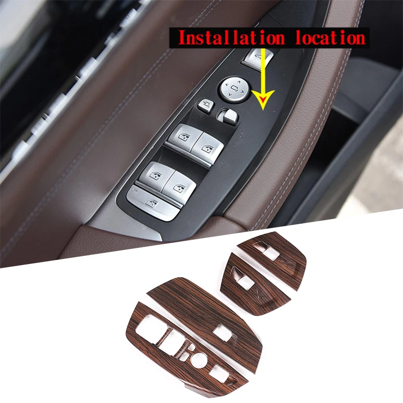 

LHD Car Window Lift Button Frame Trim Pine Wood Grain ABS 4 Pcs For BMW X3 X4 G01 G02 2018 2019 Accessories