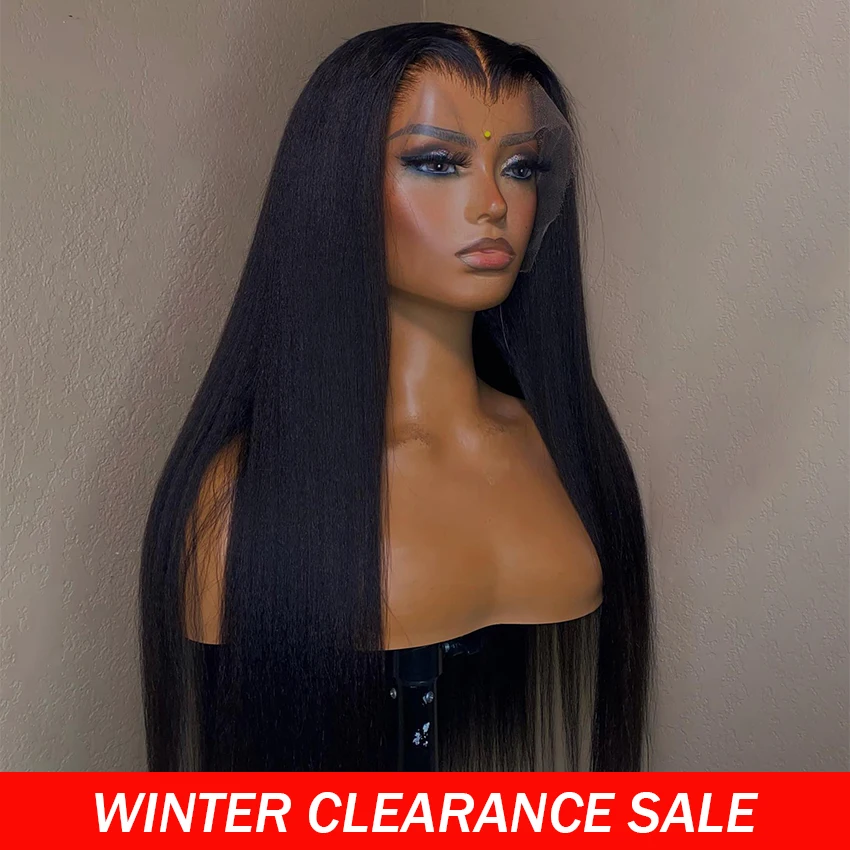 Transparent Kinky Straight Lace Front Wig Yaki Brazilian 13x6 Lace Frontal Wigs Human Hair For Women Prepluck With Baby Hair