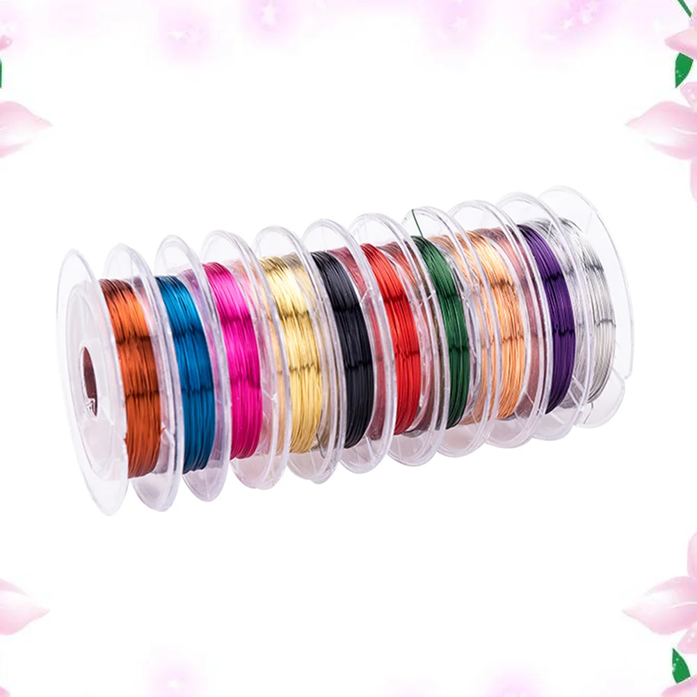 

10 Rolls Stainless Steel Bracelet Colorful Beaded Bracelets Metallic Line