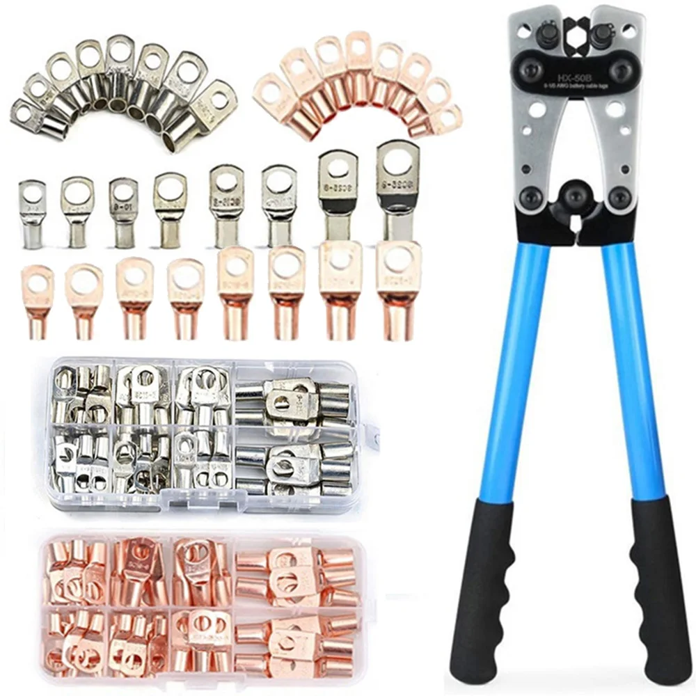 

60pcs Assortment Car Auto Copper Ring Terminal Wire Crimp Connector Bare Cable Battery Terminals Soldered Connectors Kit HX-50B