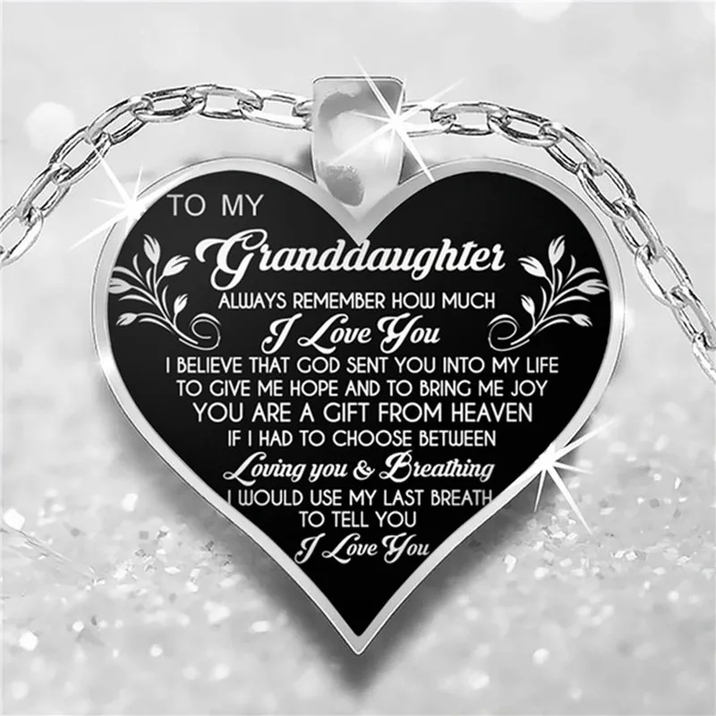 

To My Granddaughter Heart Necklace Pendant Heart Keychain Granddaughter Necklace Granddaughter Gifts Graduation Gift