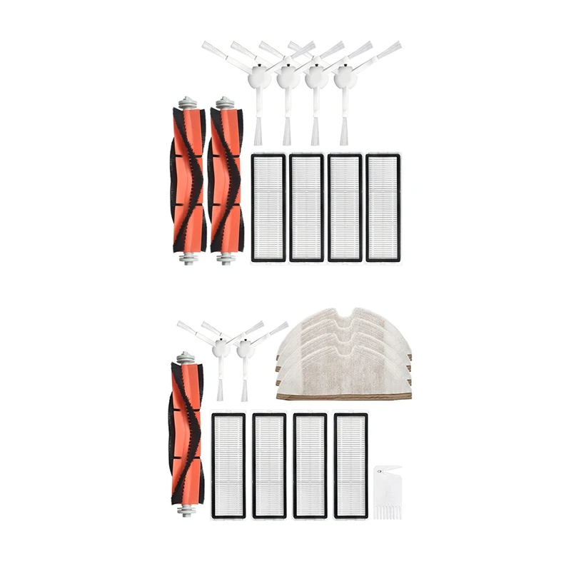 

2 Set Vacuum Cleaner Parts: 1 Set Main Brush Side Brushes Filters & 1 Set Side Roller HEPA Filter Main Brush Mop
