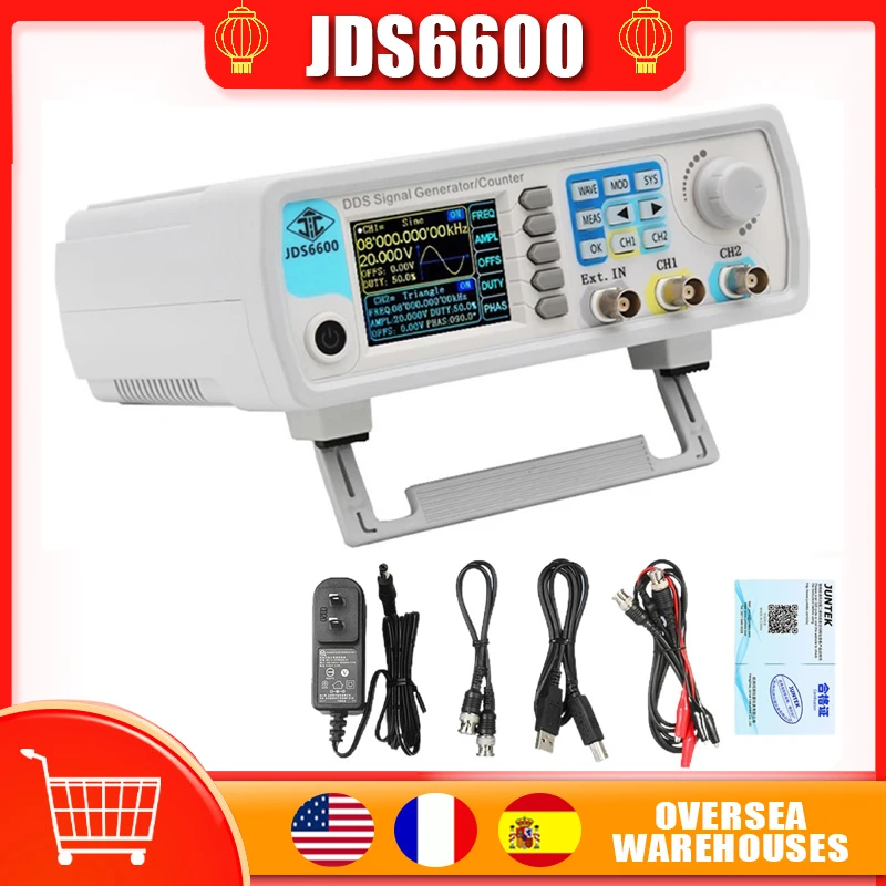 

Генератор сигналов JUNTEK JDS6600 DDS, Двухканальный измеритель частоты импульса, генератор произвольных функций осциллографа, EUPlug