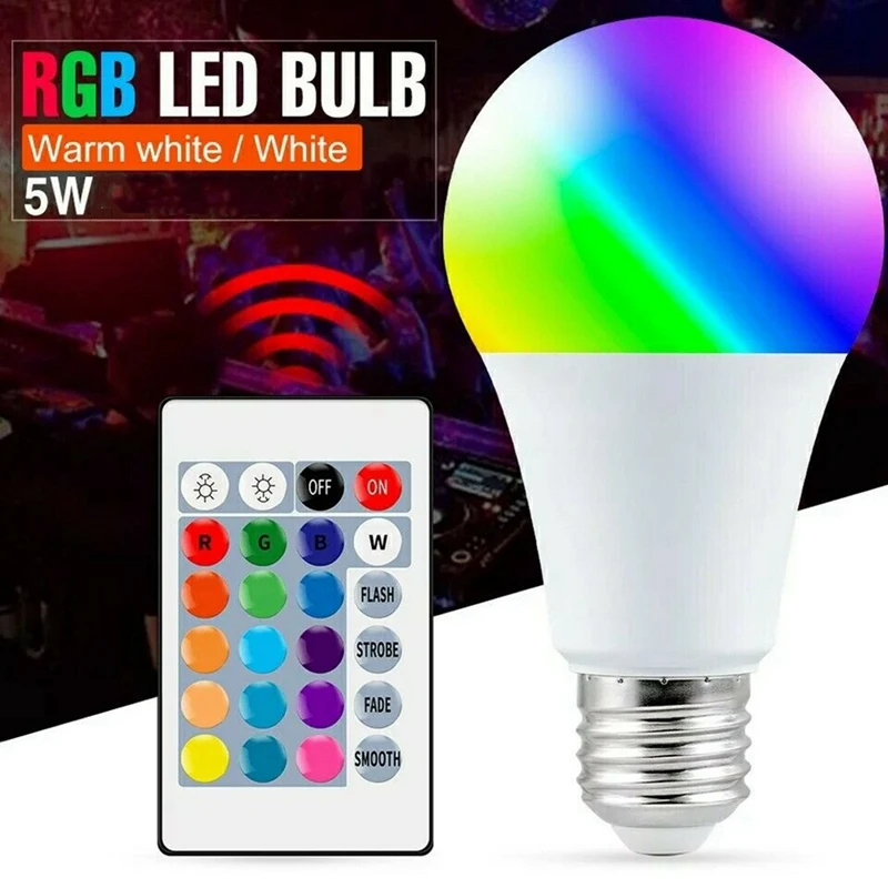 

3 шт., светодиодные лампы E27 RGB 5 Вт, 16 цветов