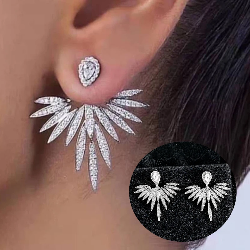 

Luxury Trendy Marquise Flower Water Drop Full Mirco Paved Crystal Zircon Wedding Dangle Earring Fashion Party Bridal Jewelry