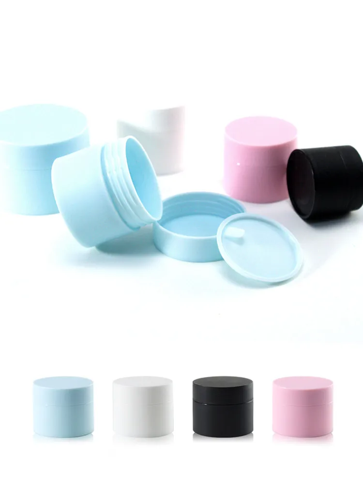 

5/15g Plastic Frost Cosmetic Mask Powder Bowl Green Yellow Pink Bottles Facial Cream Packing Jars Box