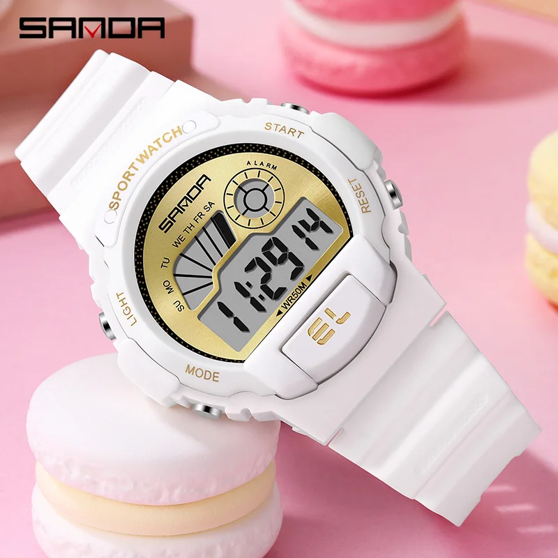 SANDA Luxury Brand Casual Fashion Women Electronic Watch Outdoor Sports Multifunctional Watches Alarm Clock Timer Waterproof