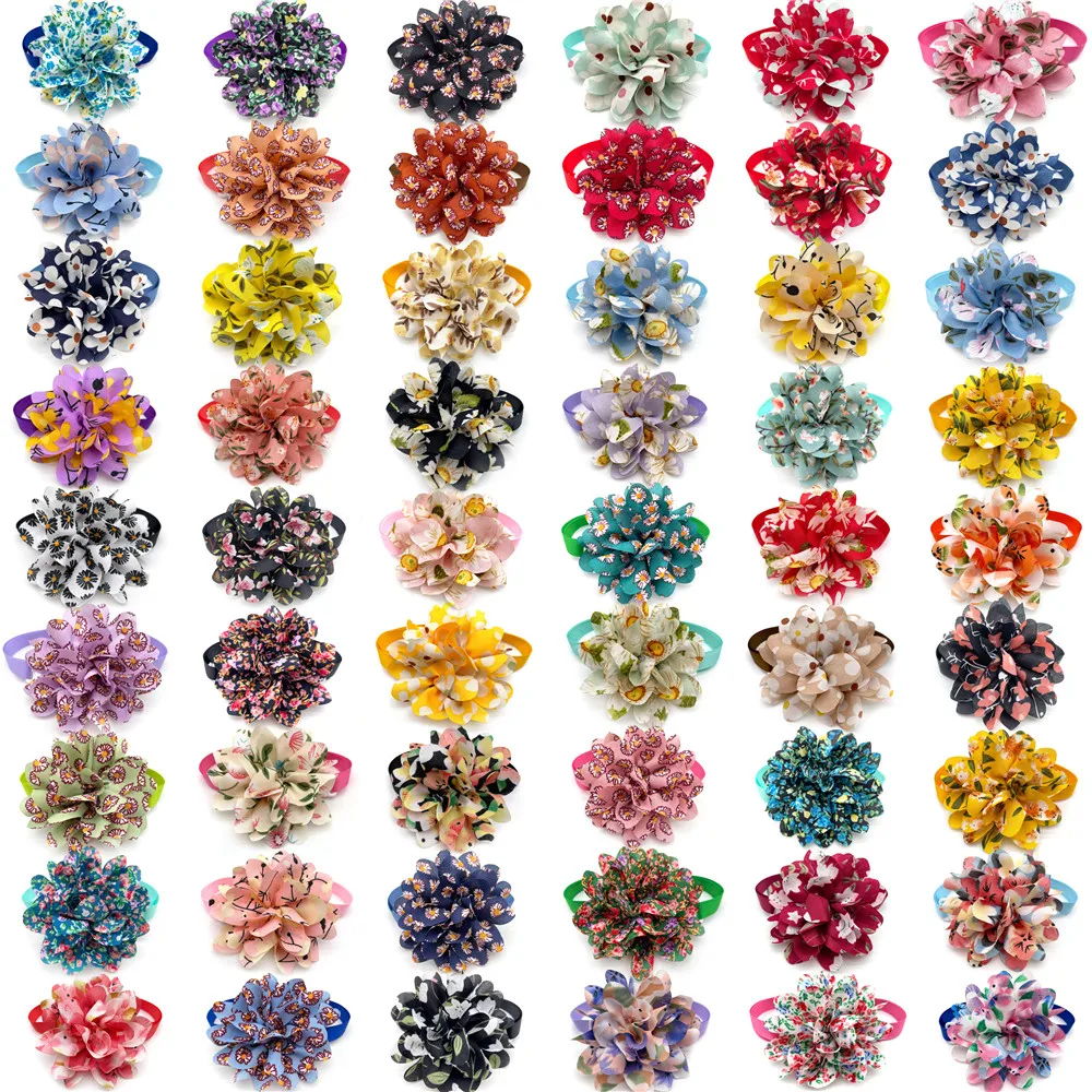 30/50pcs Flower Style Pet Dog Bow Tie for Small Dog Cat Bowties Ties Dogs Pet Grooming Products Dog Accessories