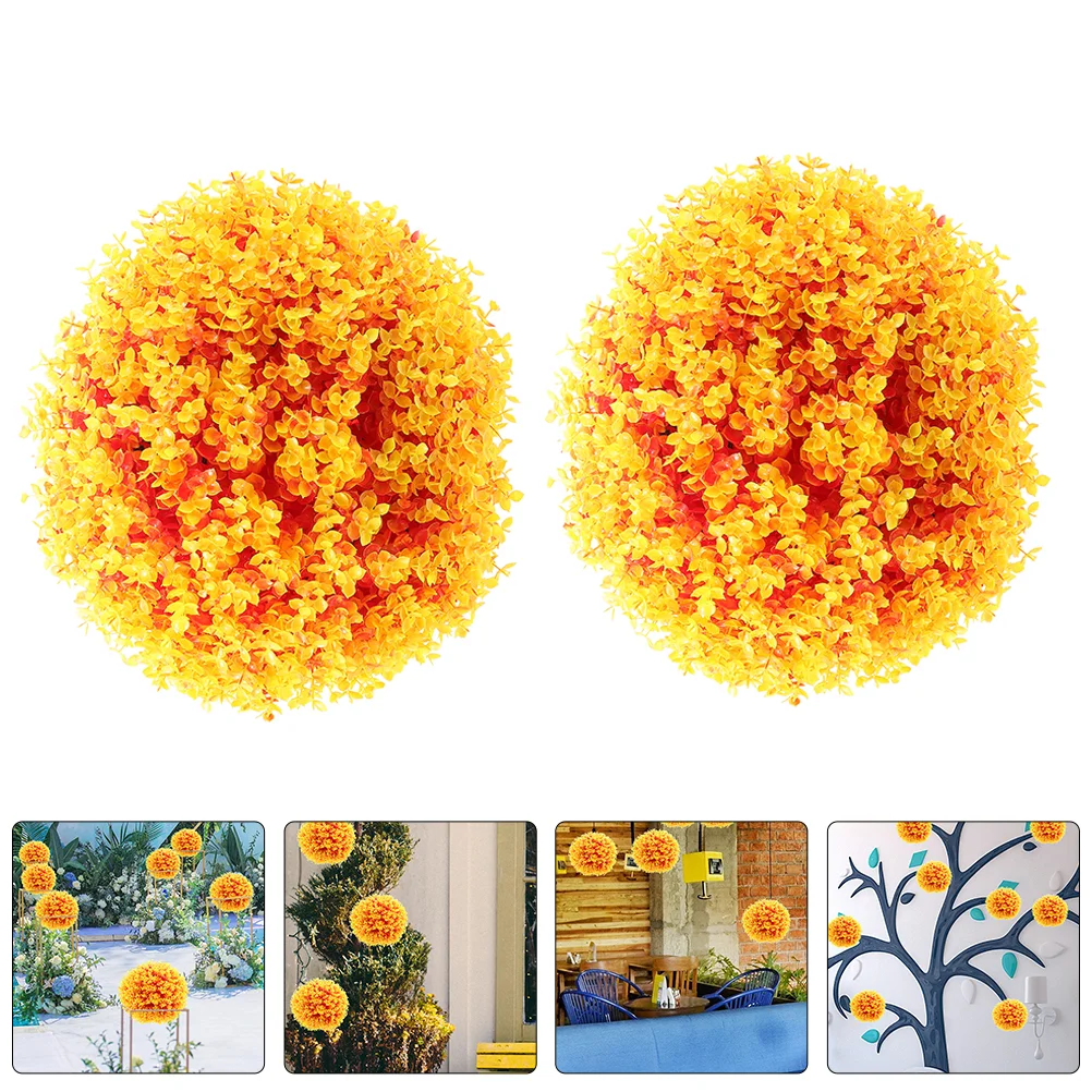 

2 Pcs Eucalyptus Grass Ball Hanging Decors Outdoor Artificial Plants Pendants Plastic Topiary Balls Ornaments