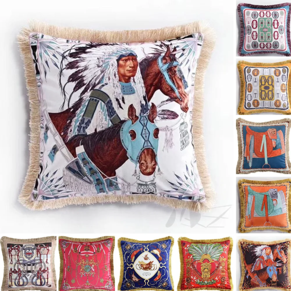 

Cushion Cover Pillow Chucky Pillowcase CASE HOME DECOR for Sofa Chair Living Room Body Bedroom Tassel Luxury Printed Plaid