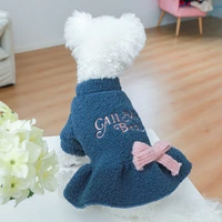 fleece warm pet clothes autumn winter dog coat for small medium dogs chiwawa bowtie puppy dress jacket clothing pets outfit york
