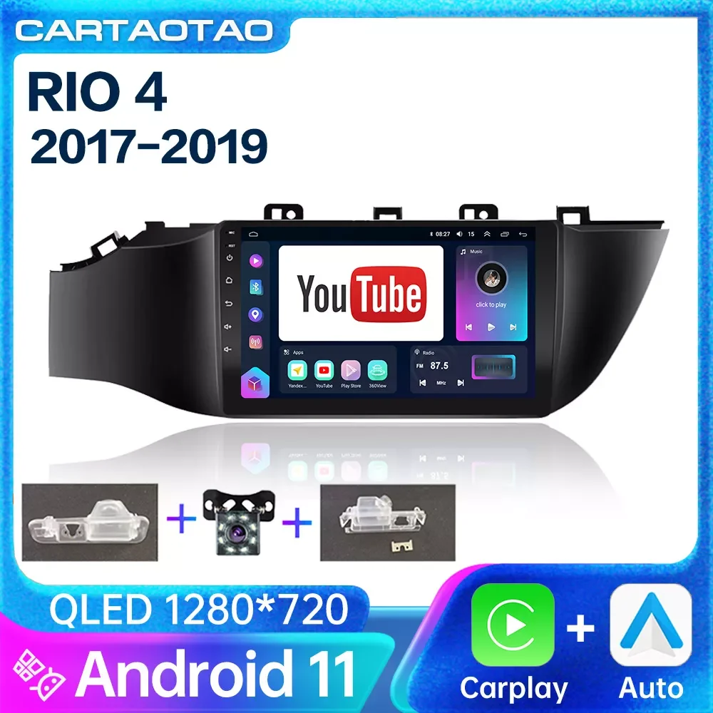 

NEW2023 Android 11 Carplay Car Radio for Kia RIO 4 2017 2018 2019 multimedia player GPS Navigation 2din autoradio 8core 8G+128G
