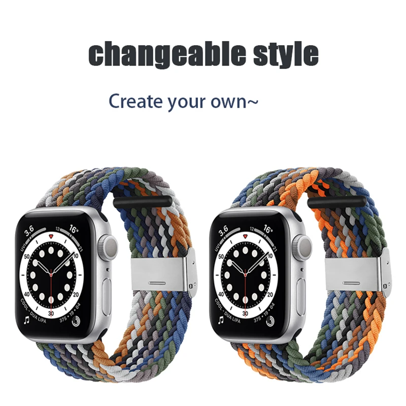 Braided Loop Strap For Apple Watch Band 44mm 40mm 45mm 41mm 42mm 38mm Stainless Steel Bracelet Correa iWatch Serie 3 4 5 6 SE 7